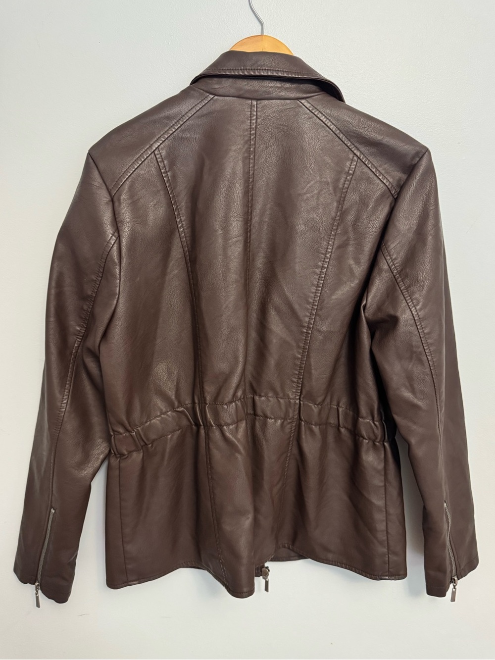Baccini Faux Leather Zip Jacket Brown Size L - Picture 3 of 6